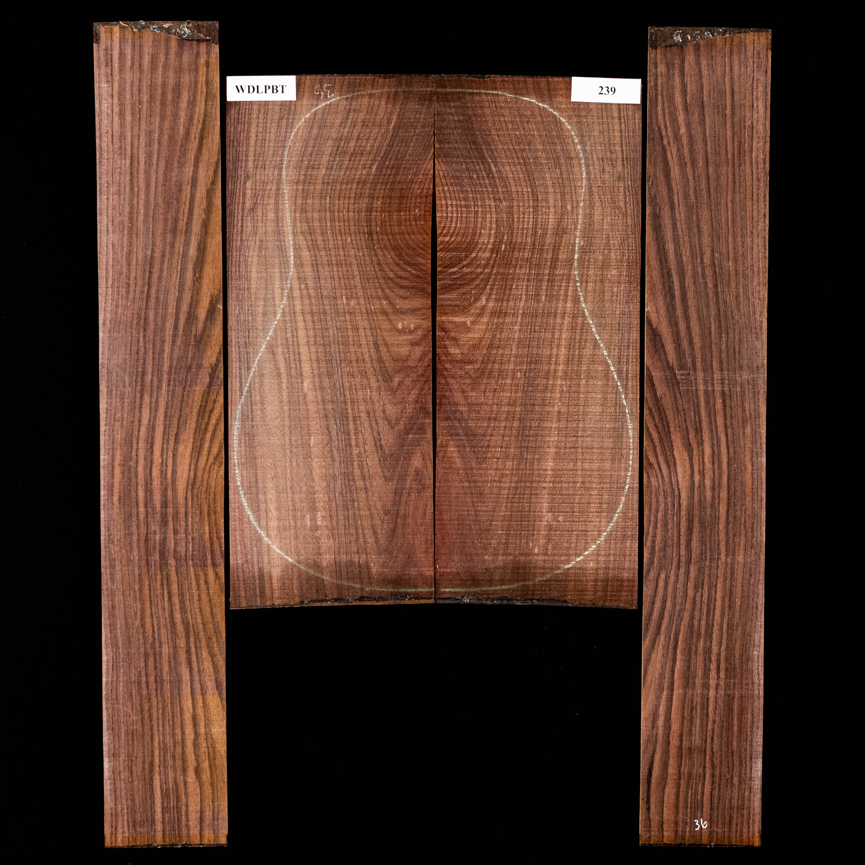 Set de Fondo y Aros de palisandro de la India oriental con veta Wild Grain - 239 Set de Fondo y Aros de palisandro de la India oriental con veta Wild Grain - 239