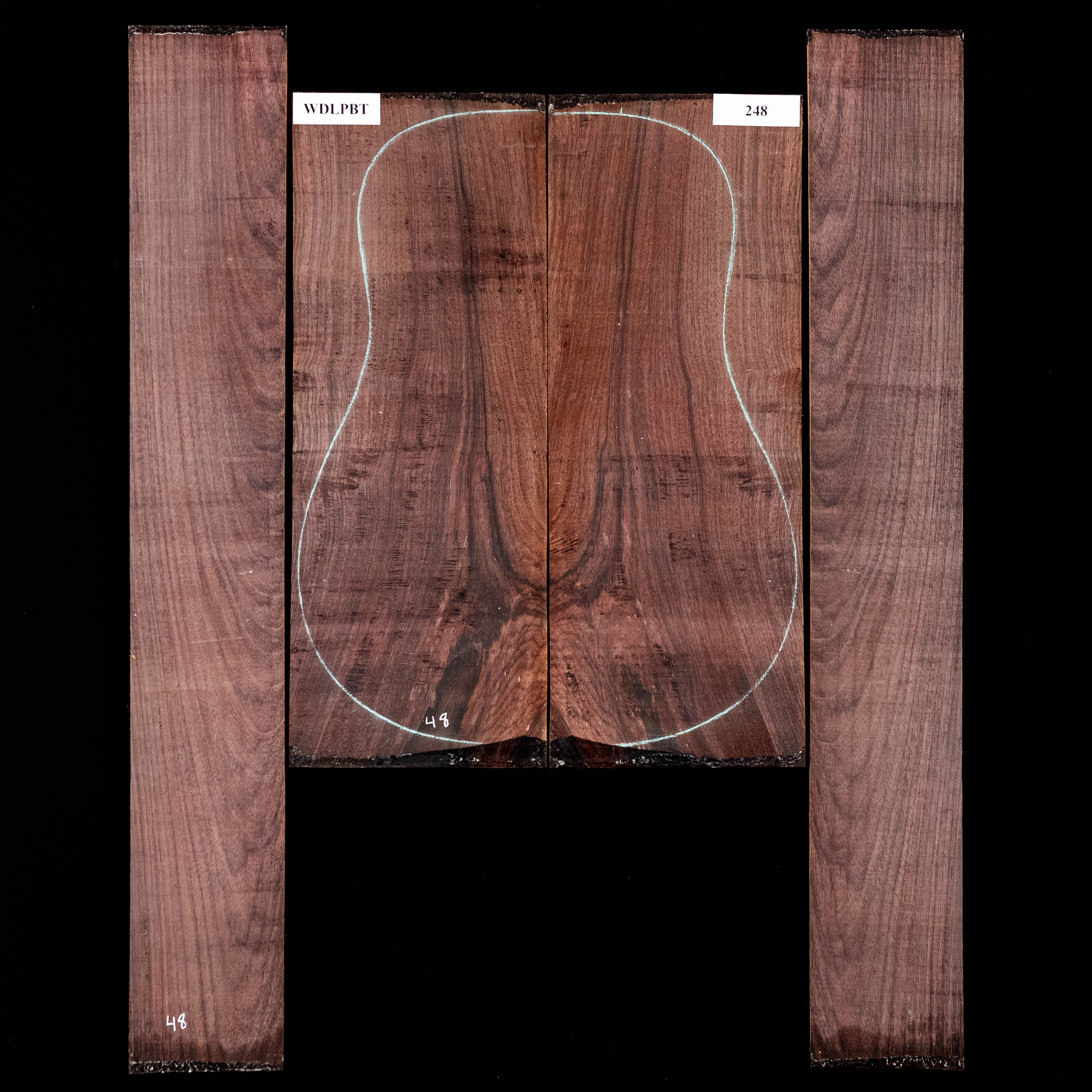 Set de Fondo y Aros de palisandro de la India oriental con veta Wild Grain - 248 Set de Fondo y Aros de palisandro de la India oriental con veta Wild Grain - 248