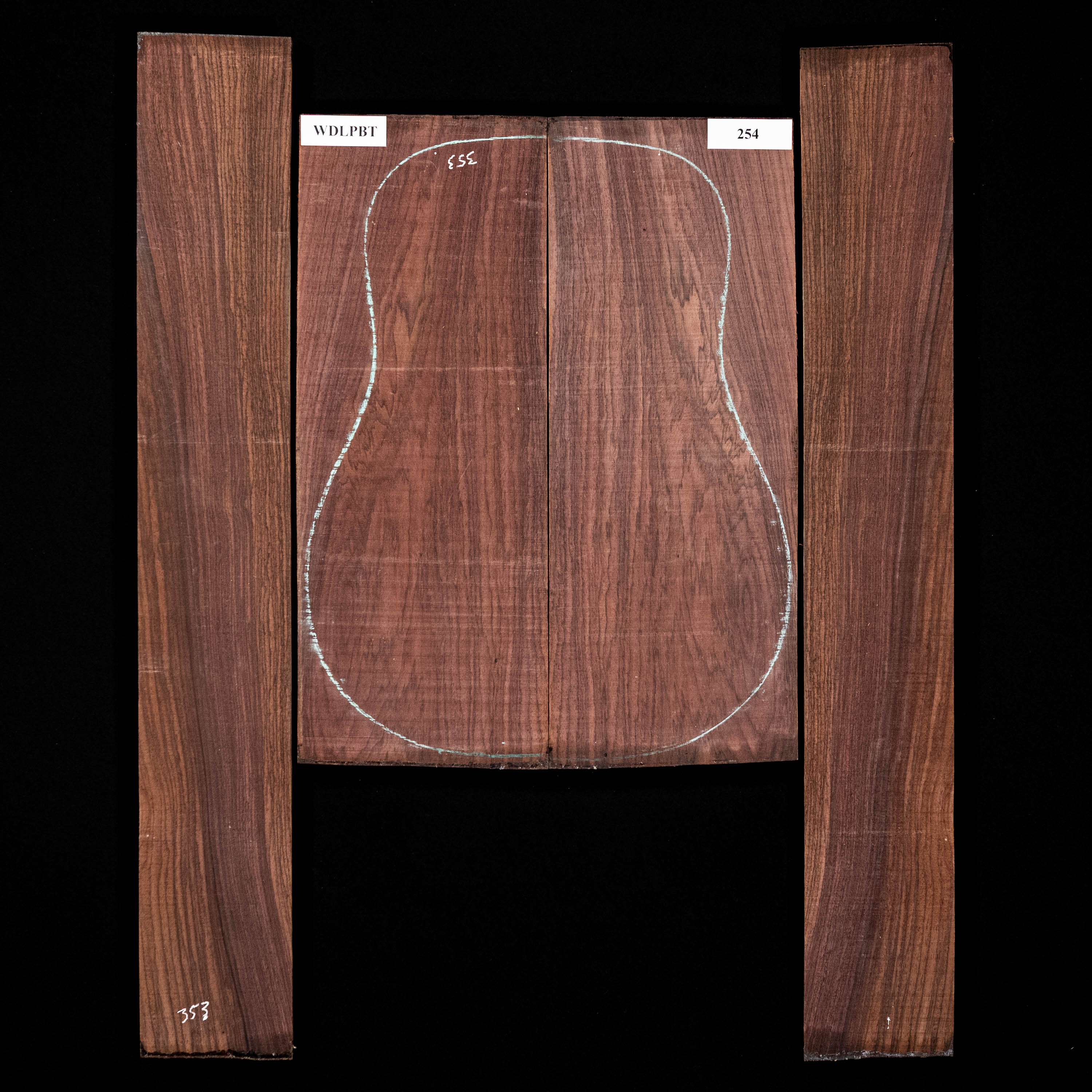 Set de Fondo y Aros de palisandro de la India oriental con veta Wild Grain - 254 Set de Fondo y Aros de palisandro de la India oriental con veta Wild Grain - 254