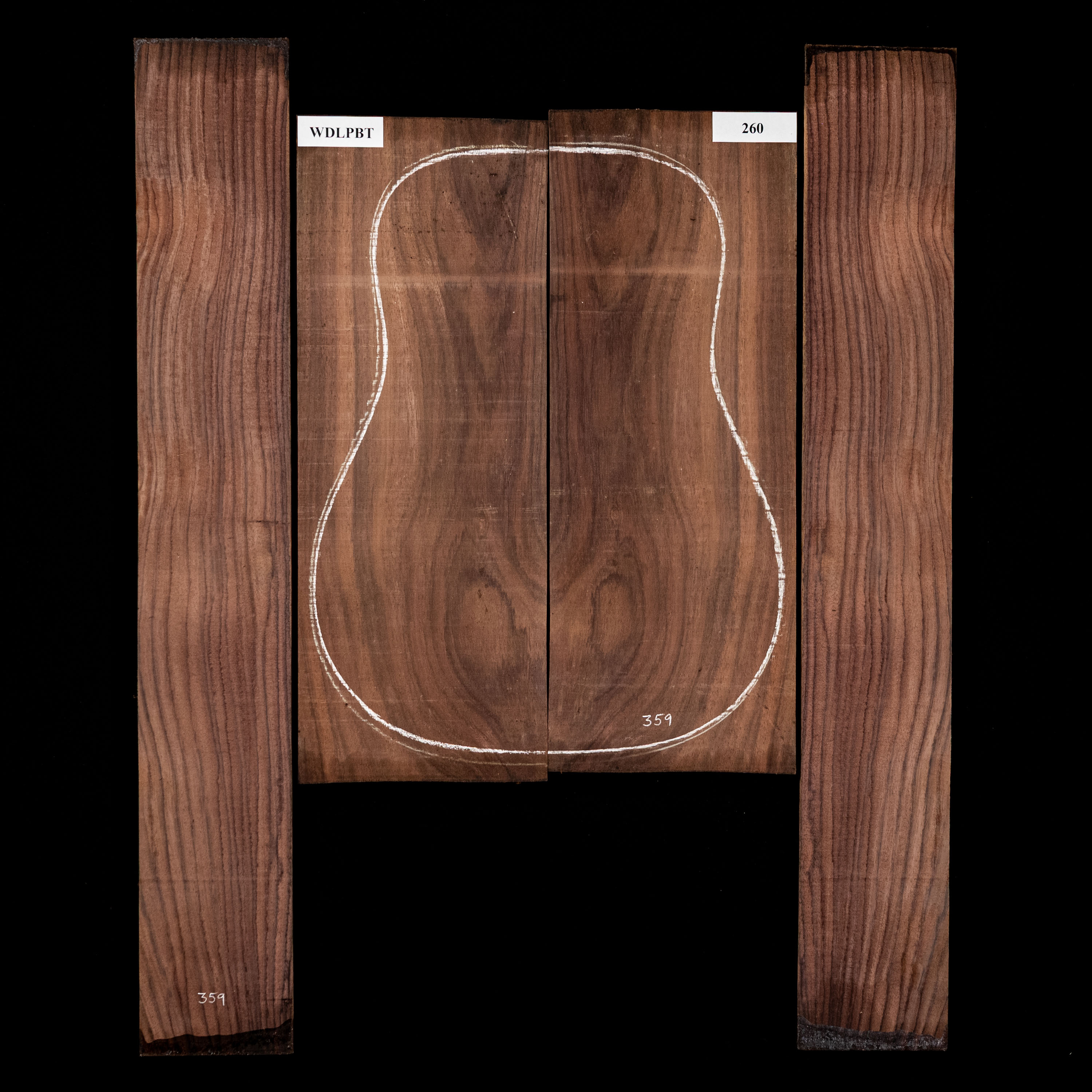 Set de Fondo y Aros de palisandro de la India oriental con veta Wild Grain - 260 Set de Fondo y Aros de palisandro de la India oriental con veta Wild Grain - 260