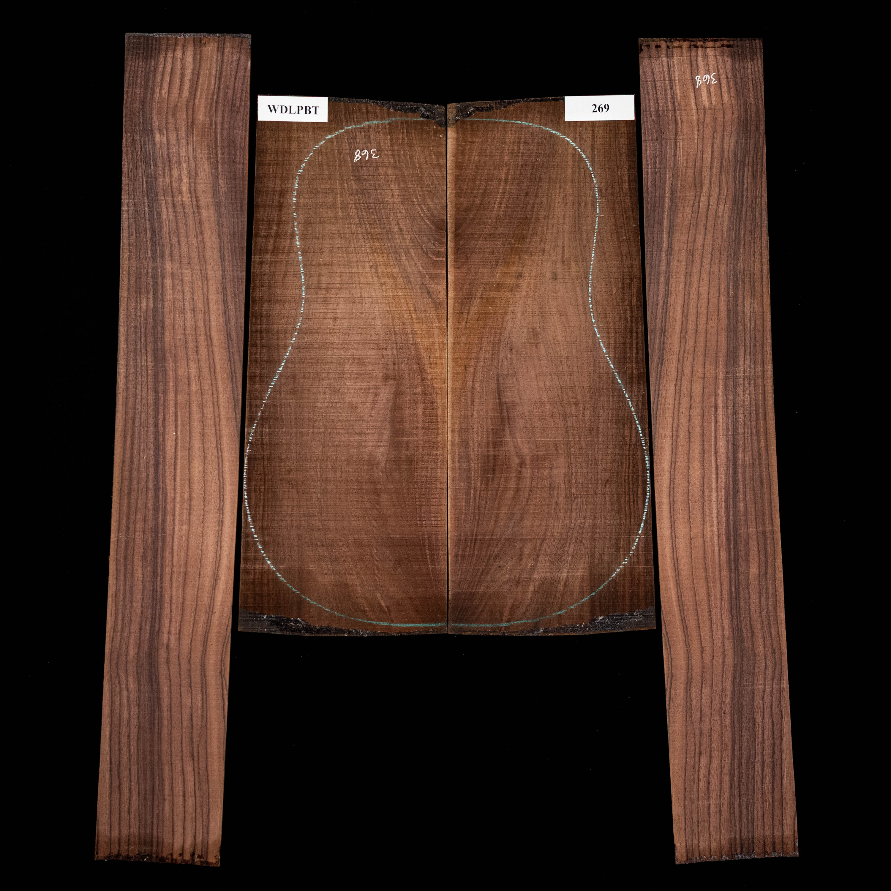 Set de Fondo y Aros de palisandro de la India oriental con veta Wild Grain - 269 Set de Fondo y Aros de palisandro de la India oriental con veta Wild Grain - 269