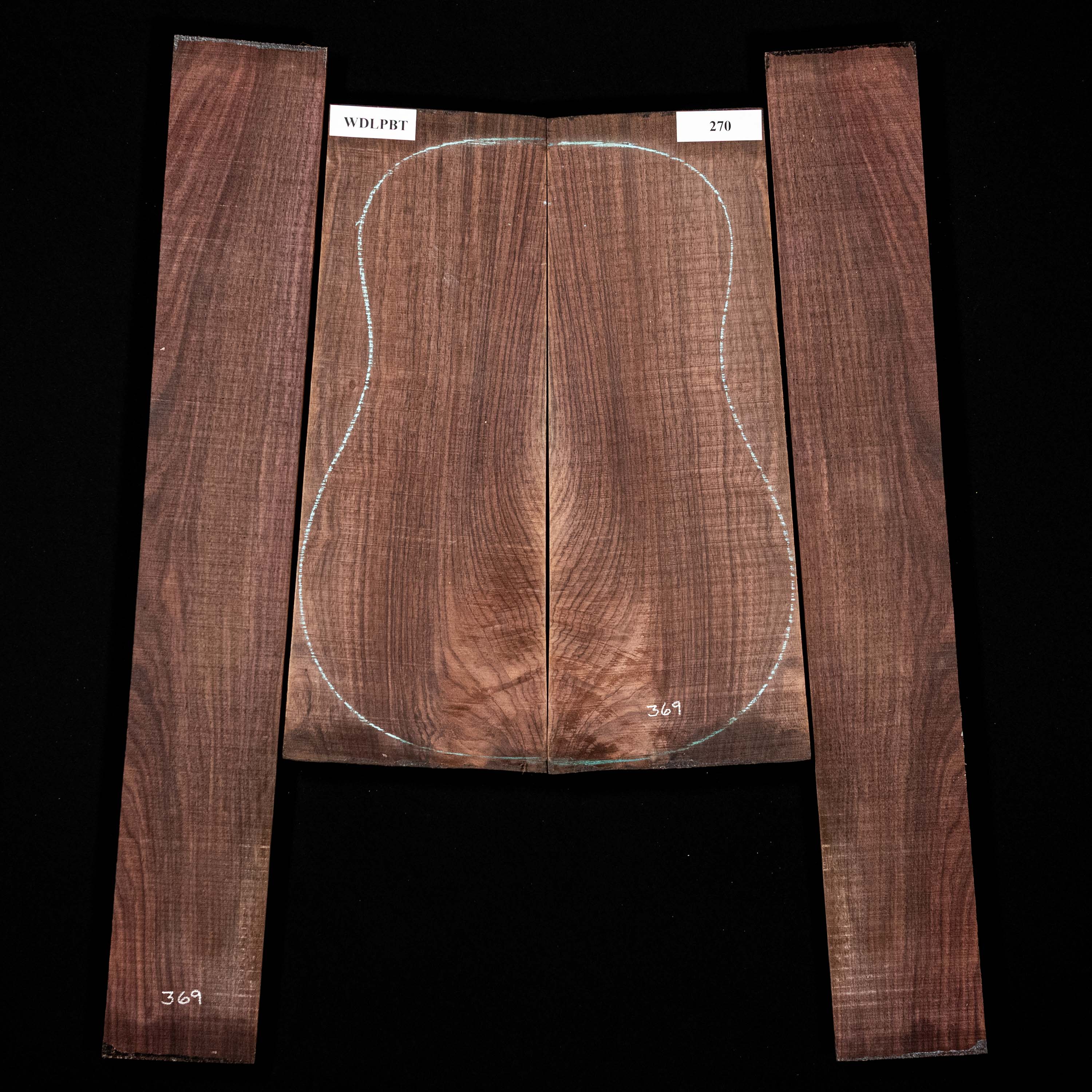 Set de Fondo y Aros de palisandro de la India oriental con veta Wild Grain - 270 Set de Fondo y Aros de palisandro de la India oriental con veta Wild Grain - 270