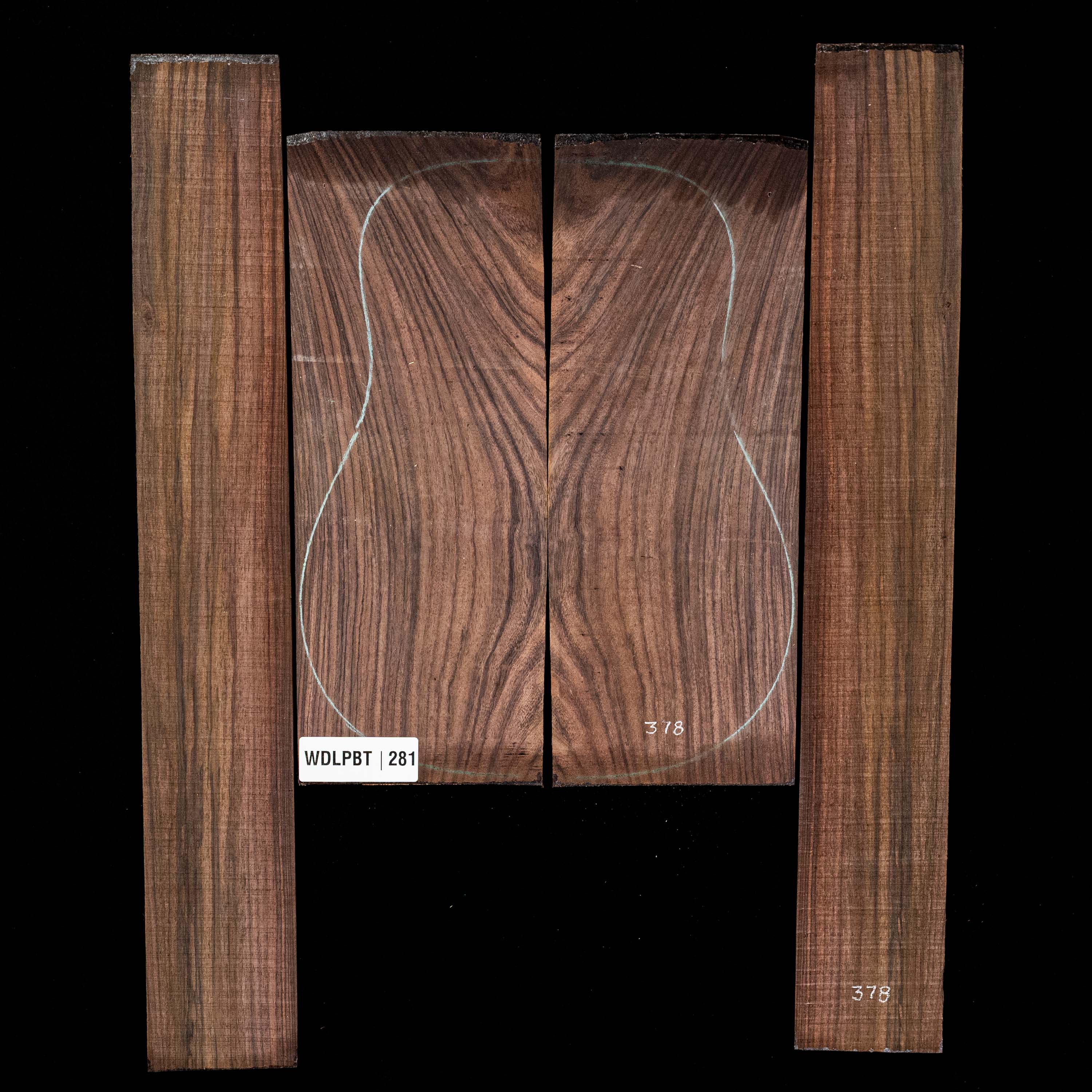 Set de Fondo y Aros de palisandro de la India oriental con veta Wild Grain - 281