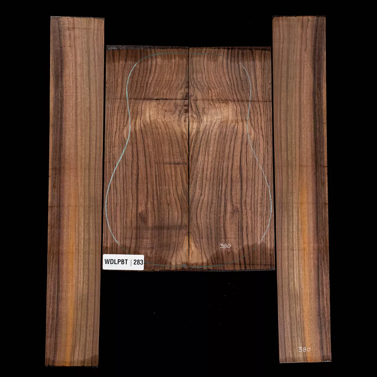 Set de Fondo y Aros de palisandro de la India oriental con veta Wild Grain - 283 Set de Fondo y Aros de palisandro de la India oriental con veta Wild Grain - 283