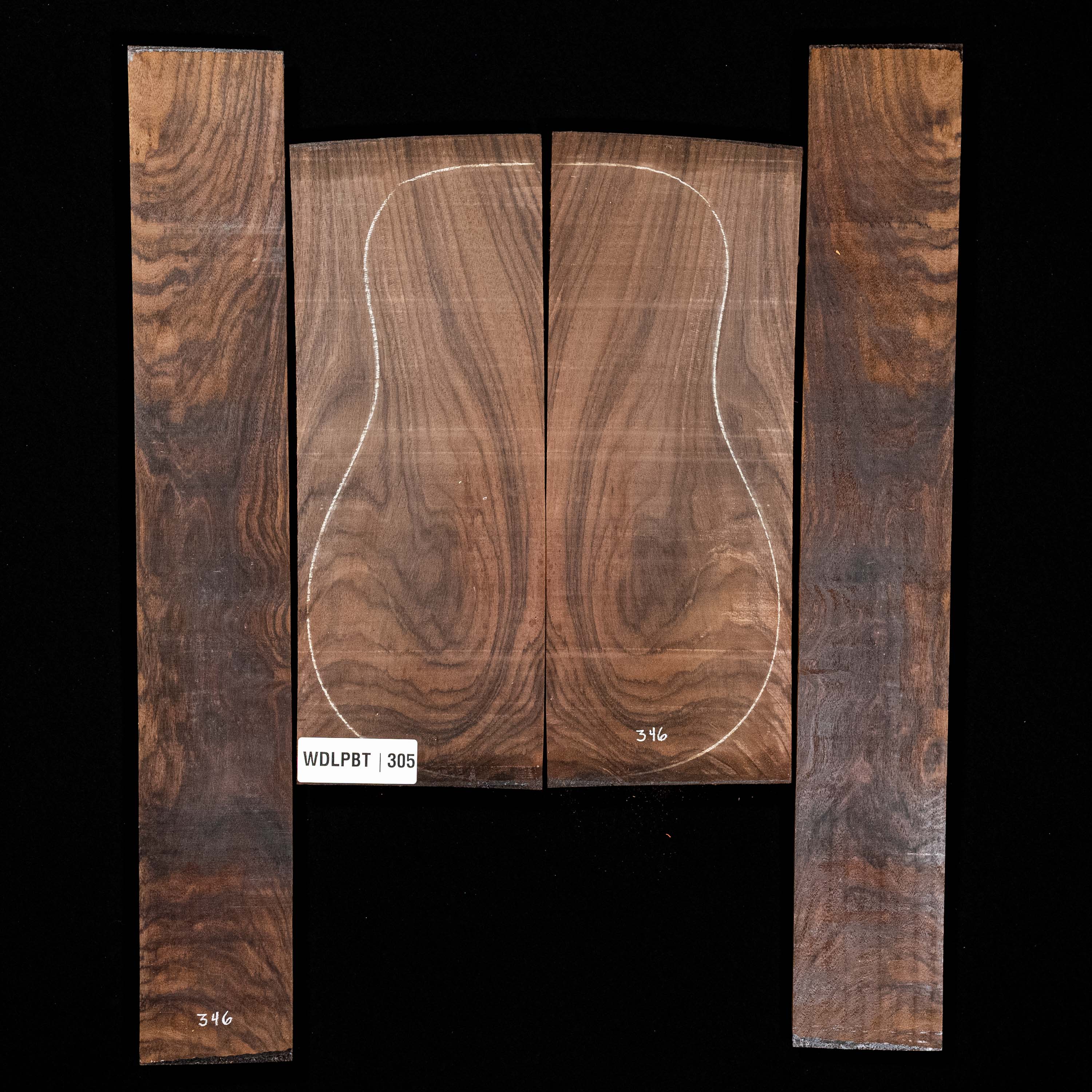 Set de Fondo y Aros de palisandro de la India oriental con veta Wild Grain - 305