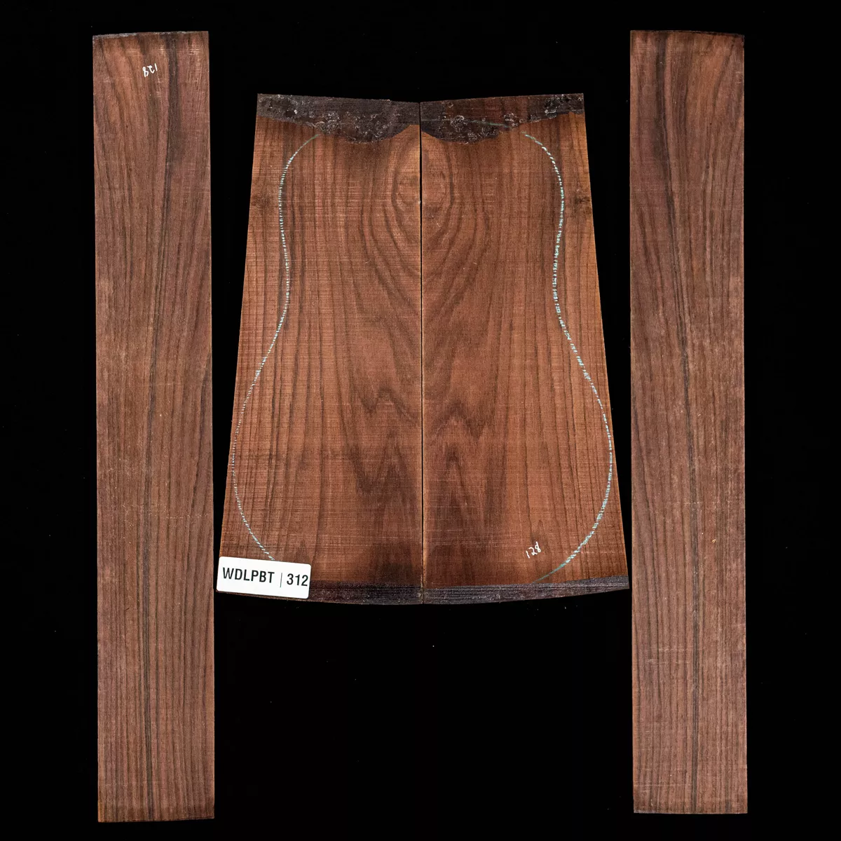 Set de Fondo y Aros de palisandro de la India oriental con veta Wild Grain - 312 Set de Fondo y Aros de palisandro de la India oriental con veta Wild Grain - 312