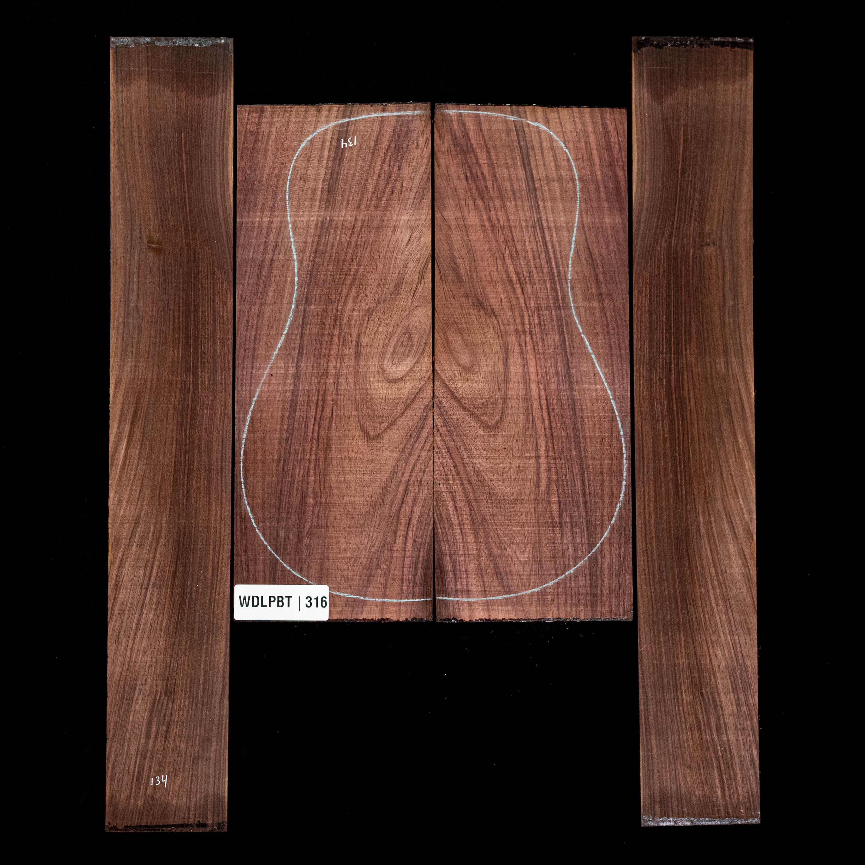 Set de Fondo y Aros de palisandro de la India oriental con veta Wild Grain - 316 Set de Fondo y Aros de palisandro de la India oriental con veta Wild Grain - 316