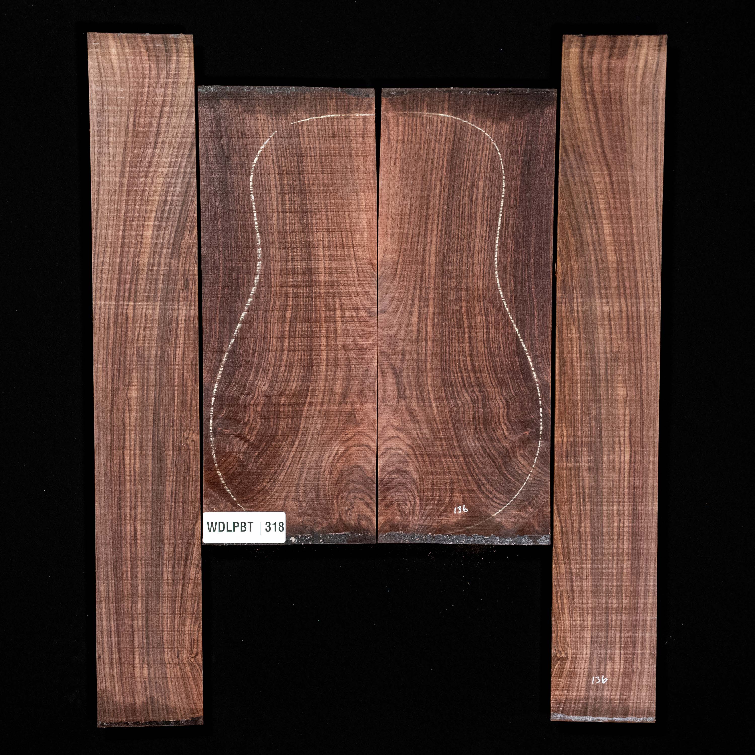 Set de Fondo y Aros de palisandro de la India oriental con veta Wild Grain - 318