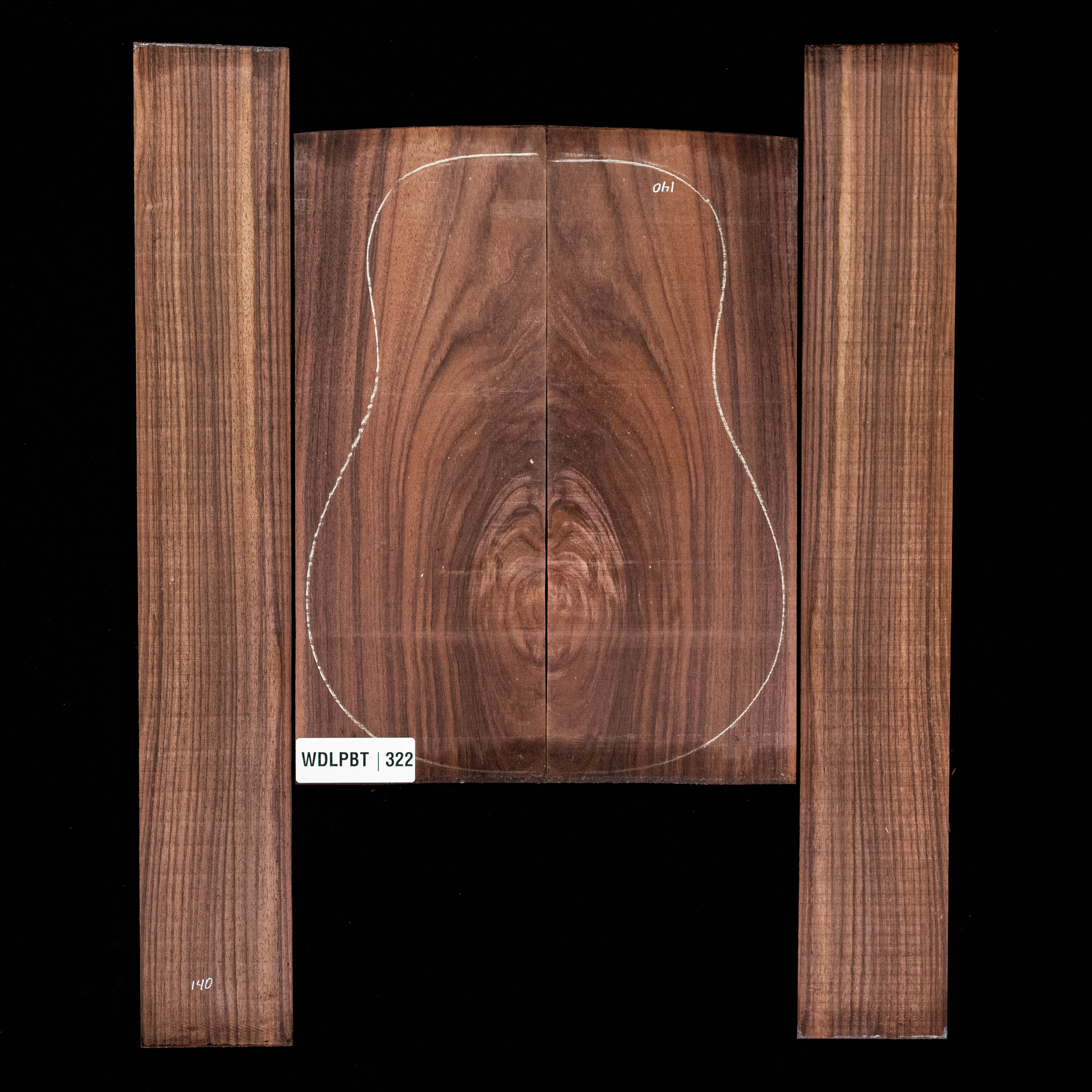 Set de Fondo y Aros de palisandro de la India oriental con veta Wild Grain - 322