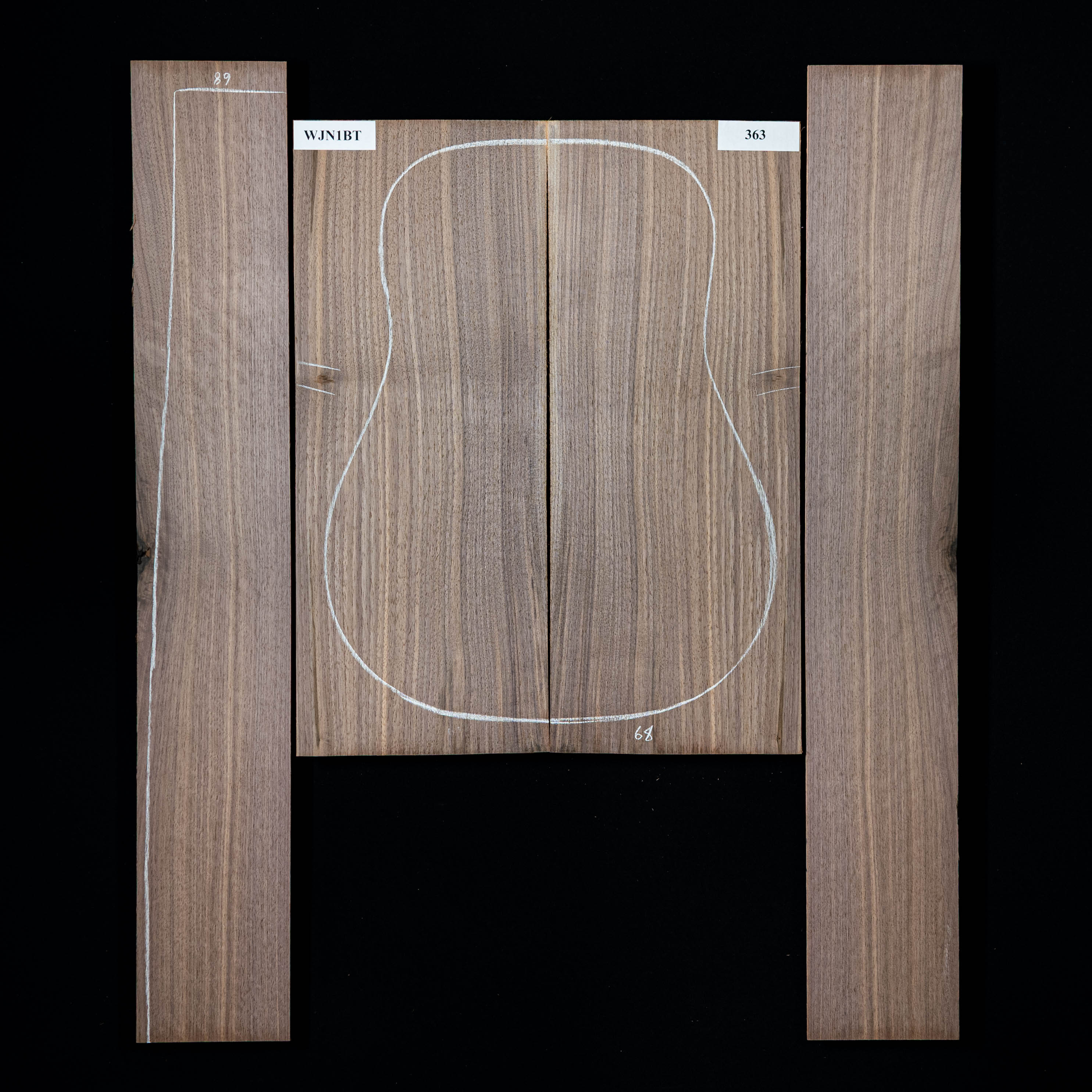 Conjunto de fondo y aros de nogal negro - 363 Conjunto de fondo y aros de nogal negro - 363