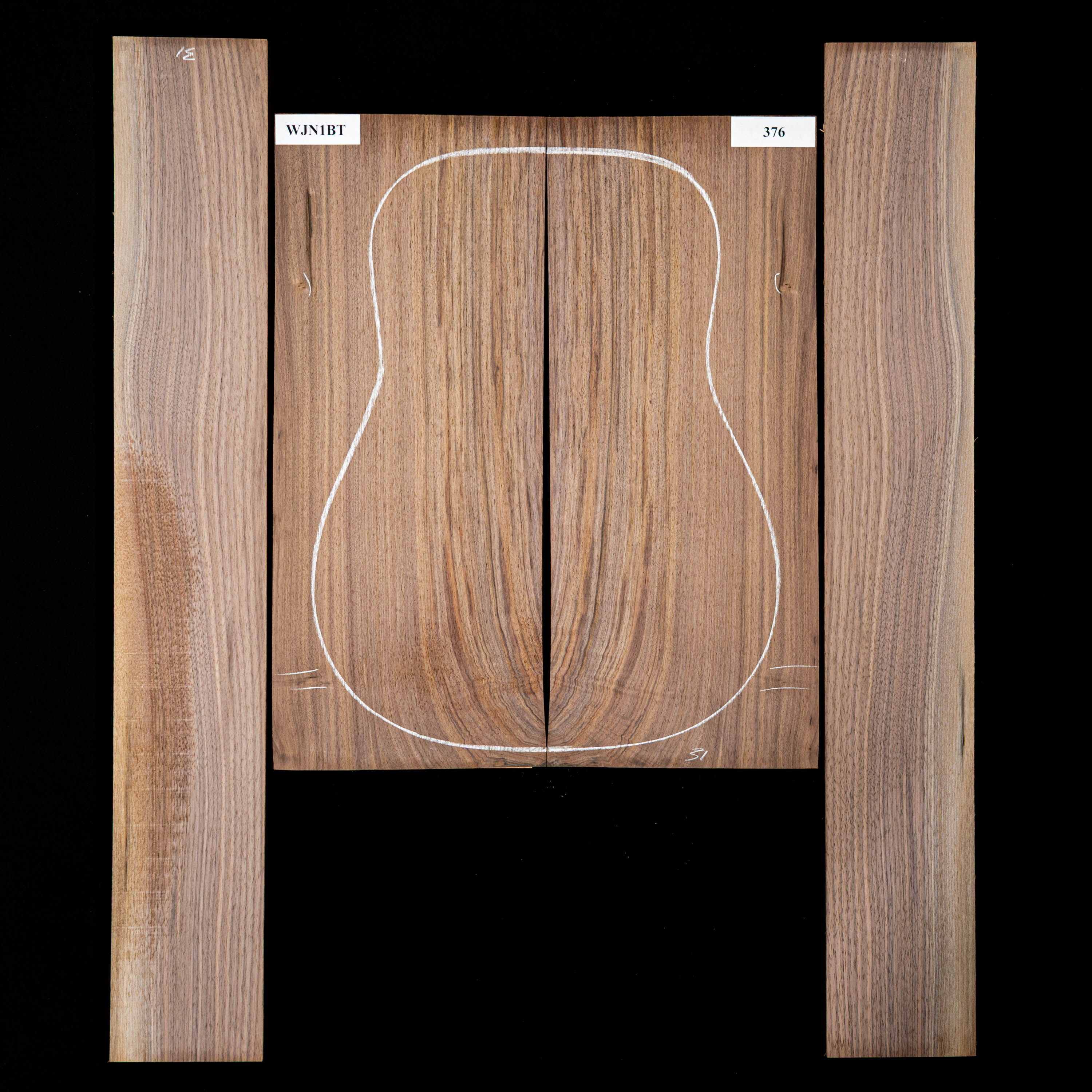 Conjunto de fondo y aros de nogal negro - 376 Conjunto de fondo y aros de nogal negro - 376