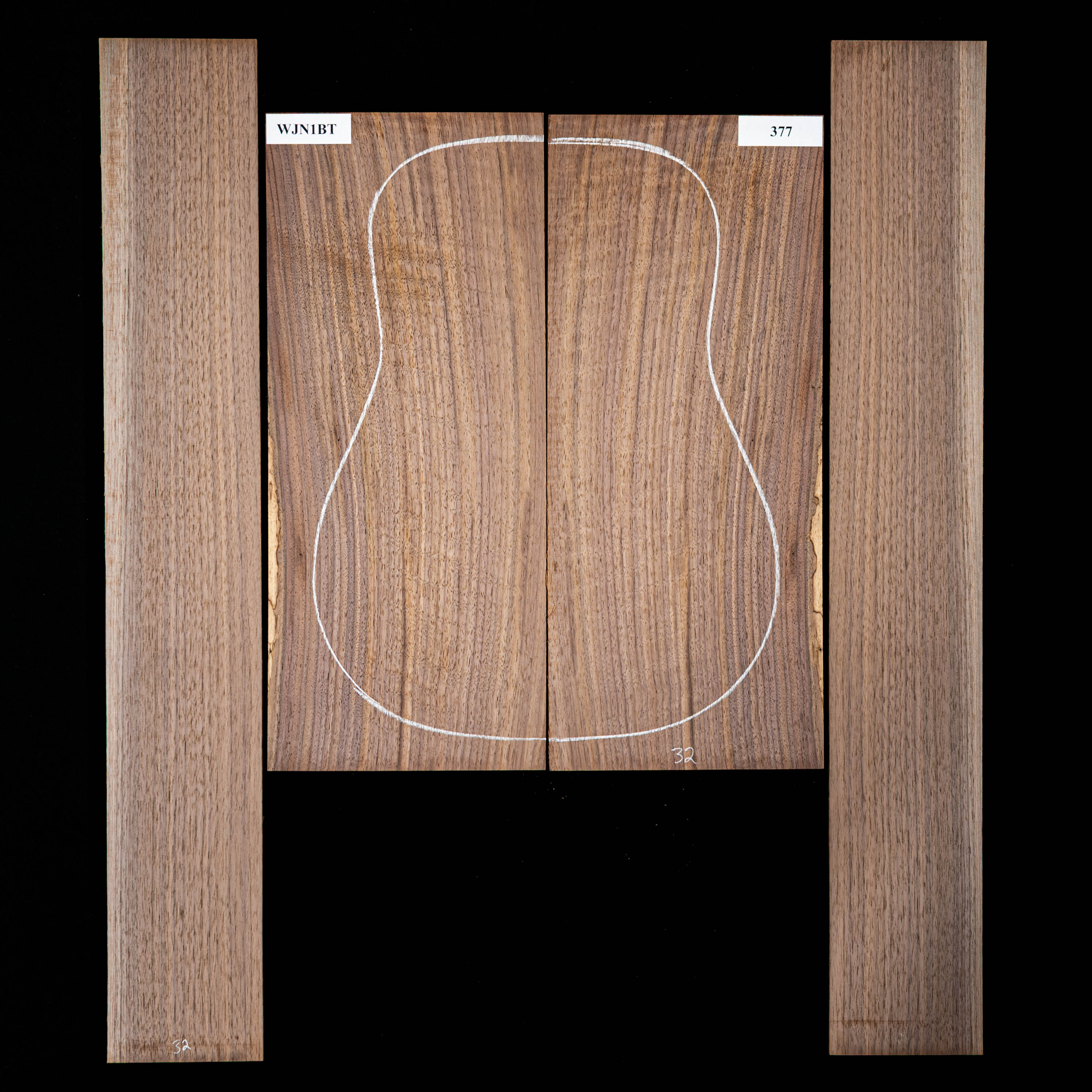 Conjunto de fondo y aros de nogal negro - 377 Conjunto de fondo y aros de nogal negro - 377