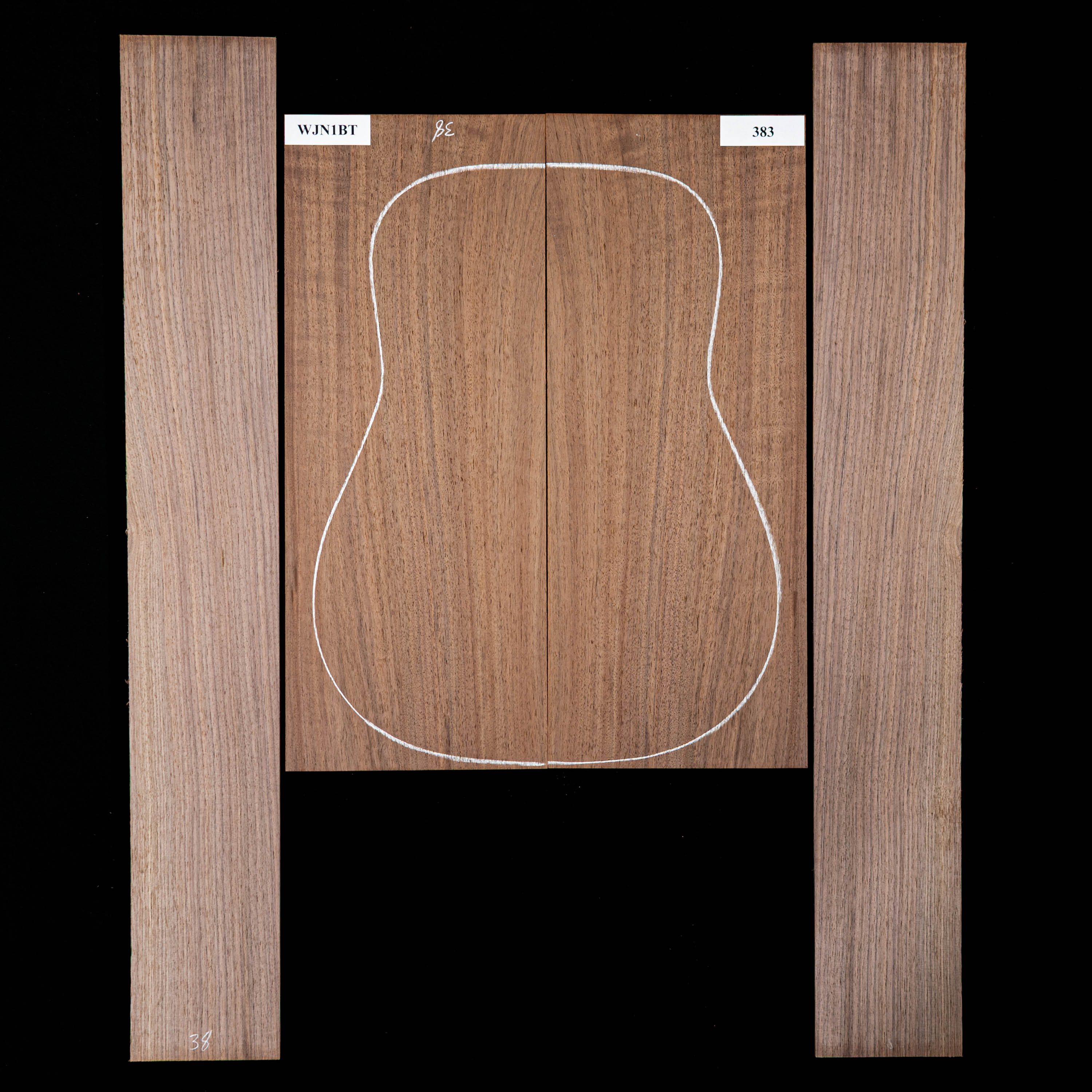 Conjunto de fondo y aros de nogal negro - 383 Conjunto de fondo y aros de nogal negro - 383