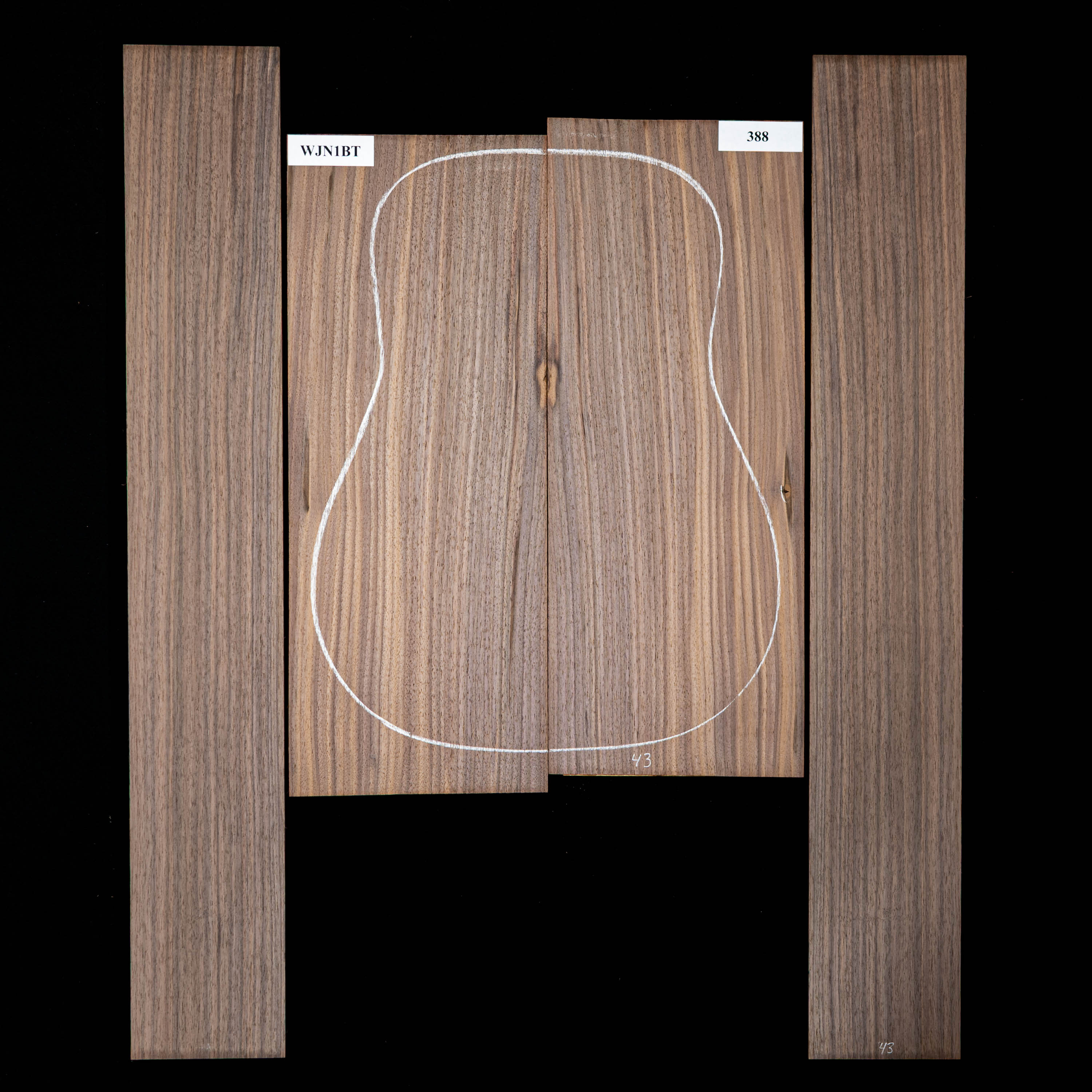 Conjunto de fondo y aros de nogal negro - 388 Conjunto de fondo y aros de nogal negro - 388