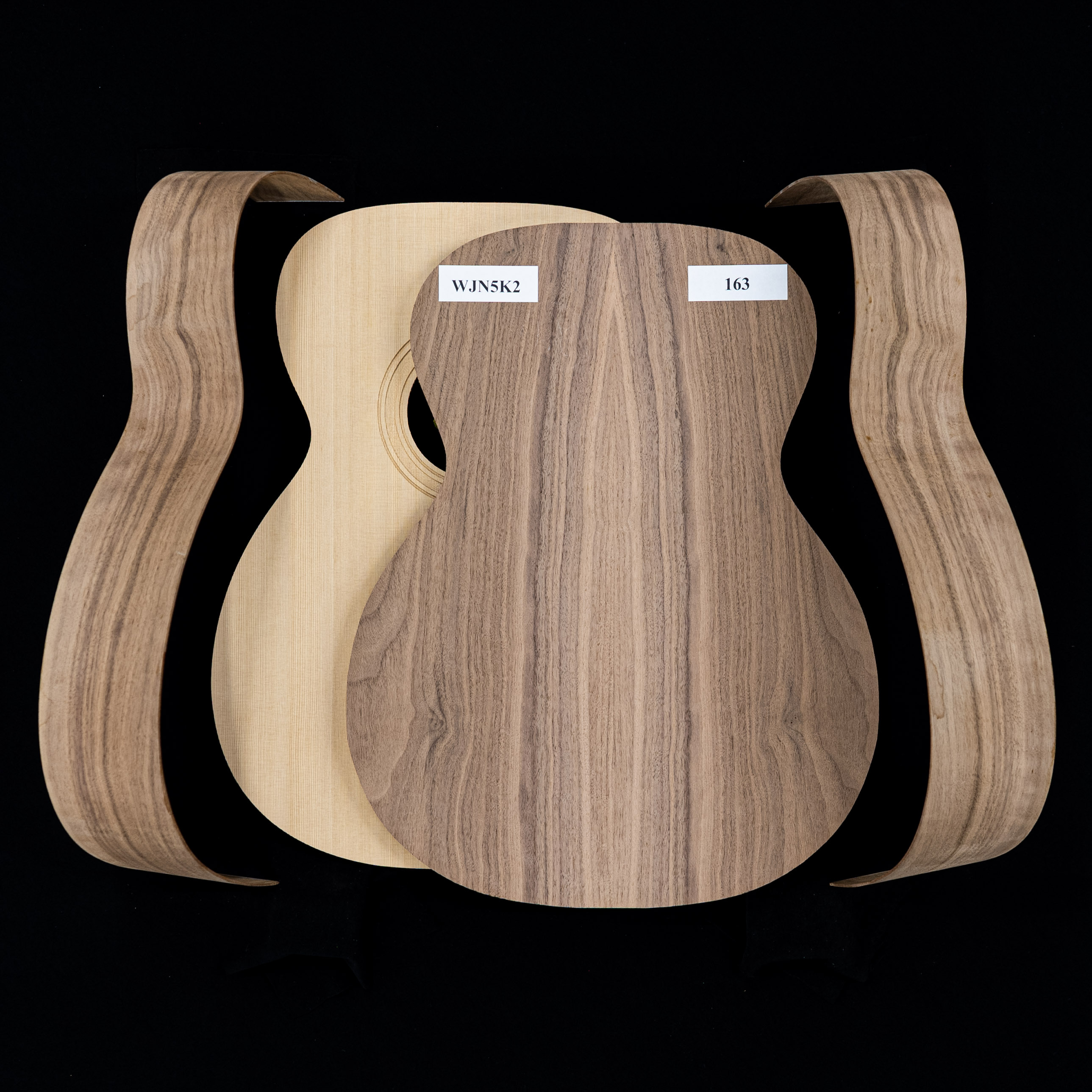 WoodStax Kit de kit de guitarra Flame Walnut OM, mástil atornillable - 163 WoodStax Kit de kit de guitarra Flame Walnut OM, mástil atornillable - 163