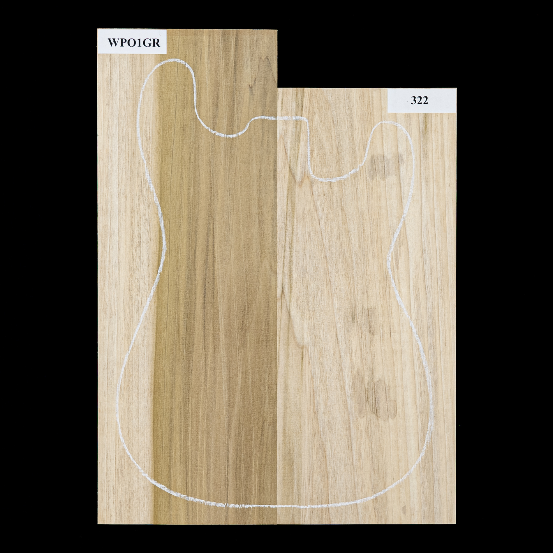 Cuerpo en bruto de álamo, 2 piezas (11,4 lb) - 322 Cuerpo en bruto de álamo, 2 piezas (11,4 lb) - 322