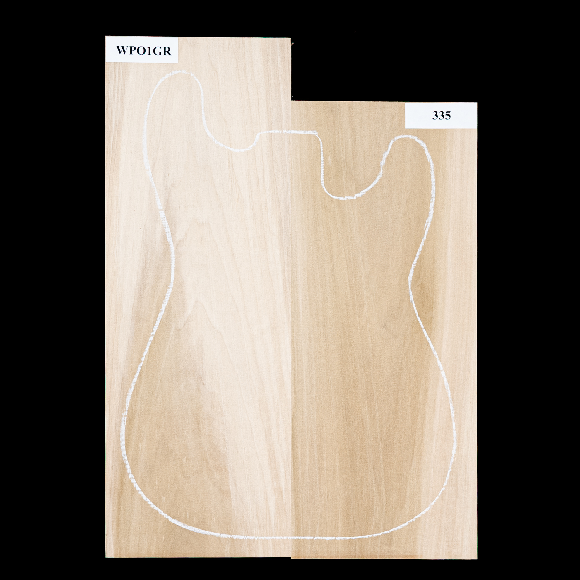 Cuerpo en bruto de álamo, 2 piezas (11,9 lb) - 335 Cuerpo en bruto de álamo, 2 piezas (11,9 lb) - 335