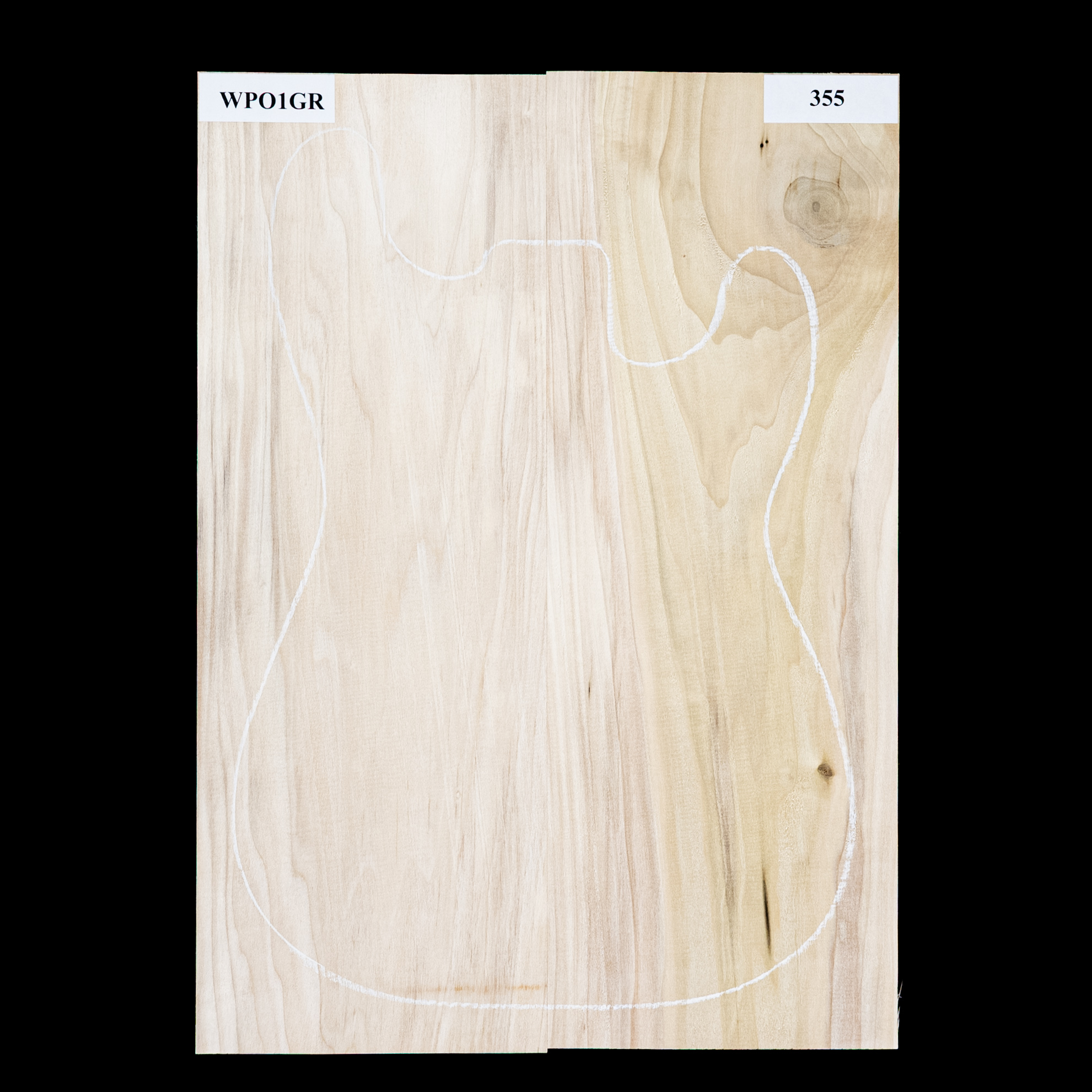 Cuerpo en bruto de álamo, 2 piezas (9,4 lb) - 355 Cuerpo en bruto de álamo, 2 piezas (9,4 lb) - 355