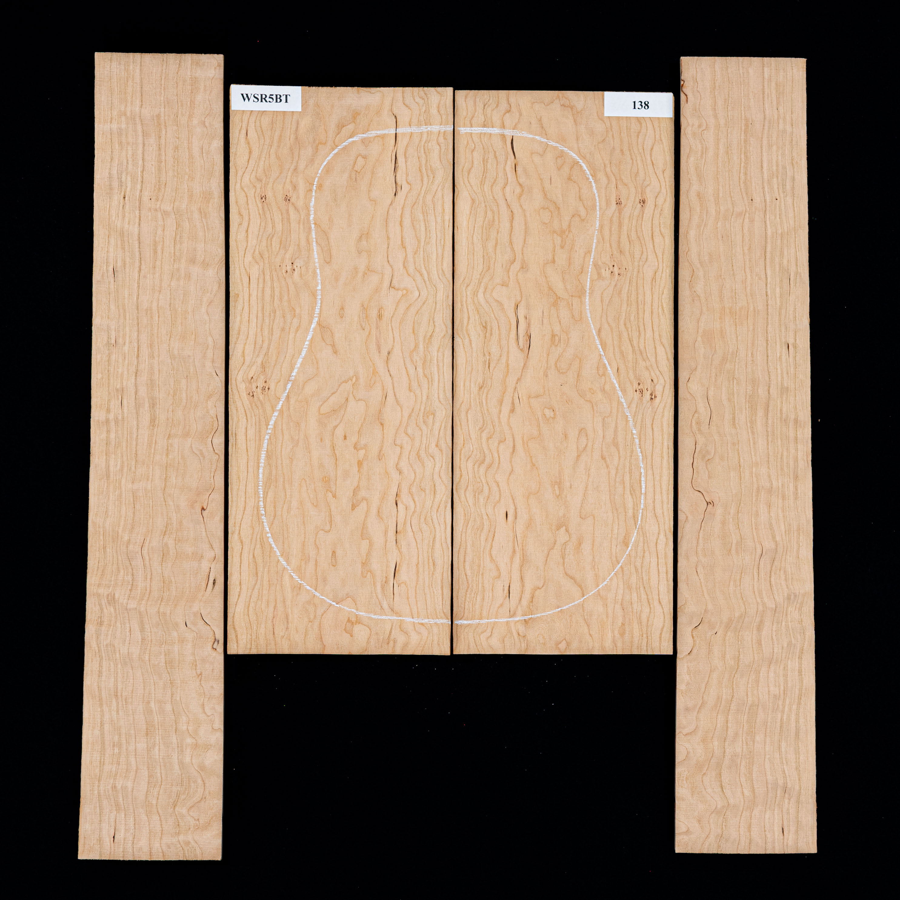 Conjunto de fondo y aros de cerezo americano flameado - 138 Conjunto de fondo y aros de cerezo americano flameado - 138