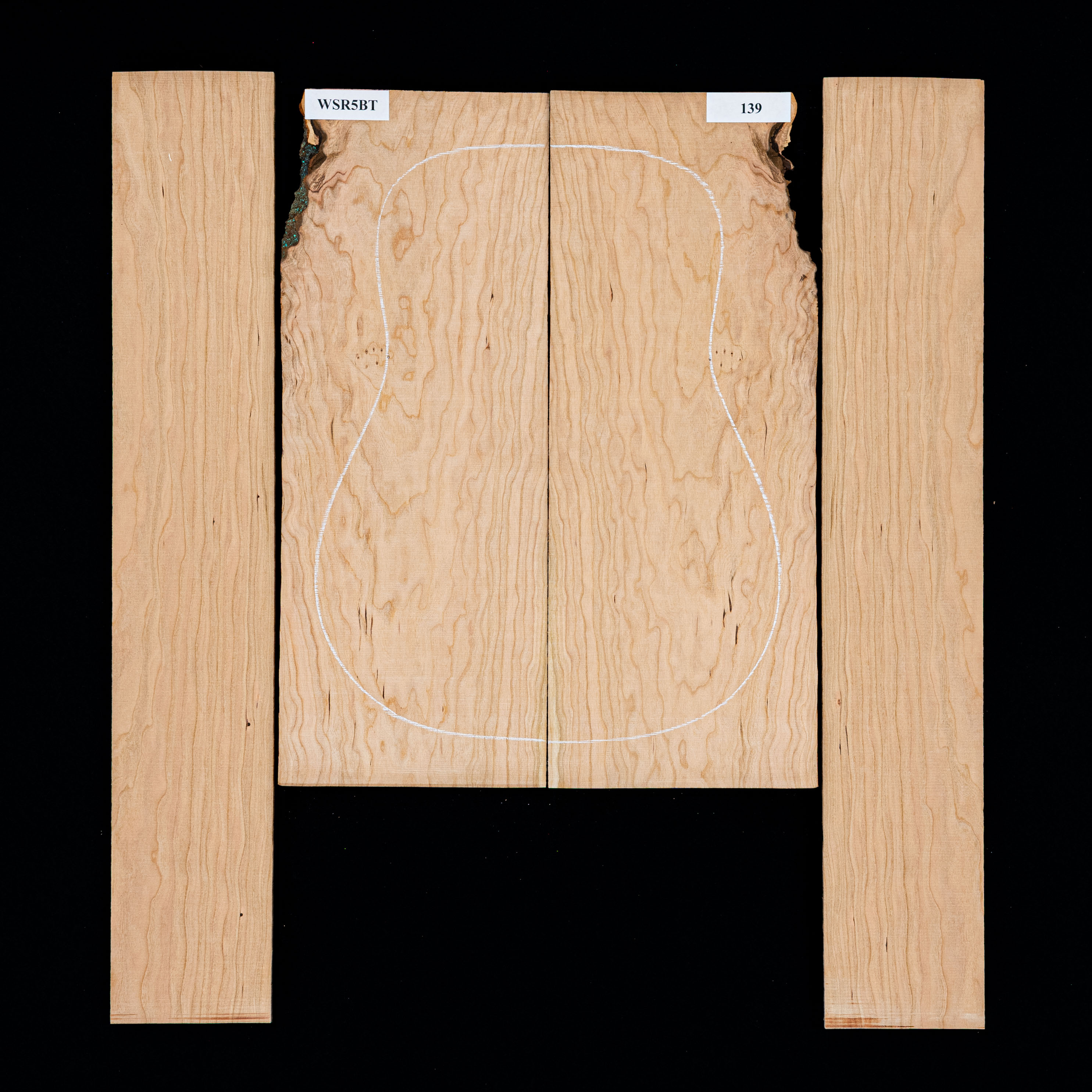 Conjunto de fondo y aros de cerezo americano flameado - 139 Conjunto de fondo y aros de cerezo americano flameado - 139