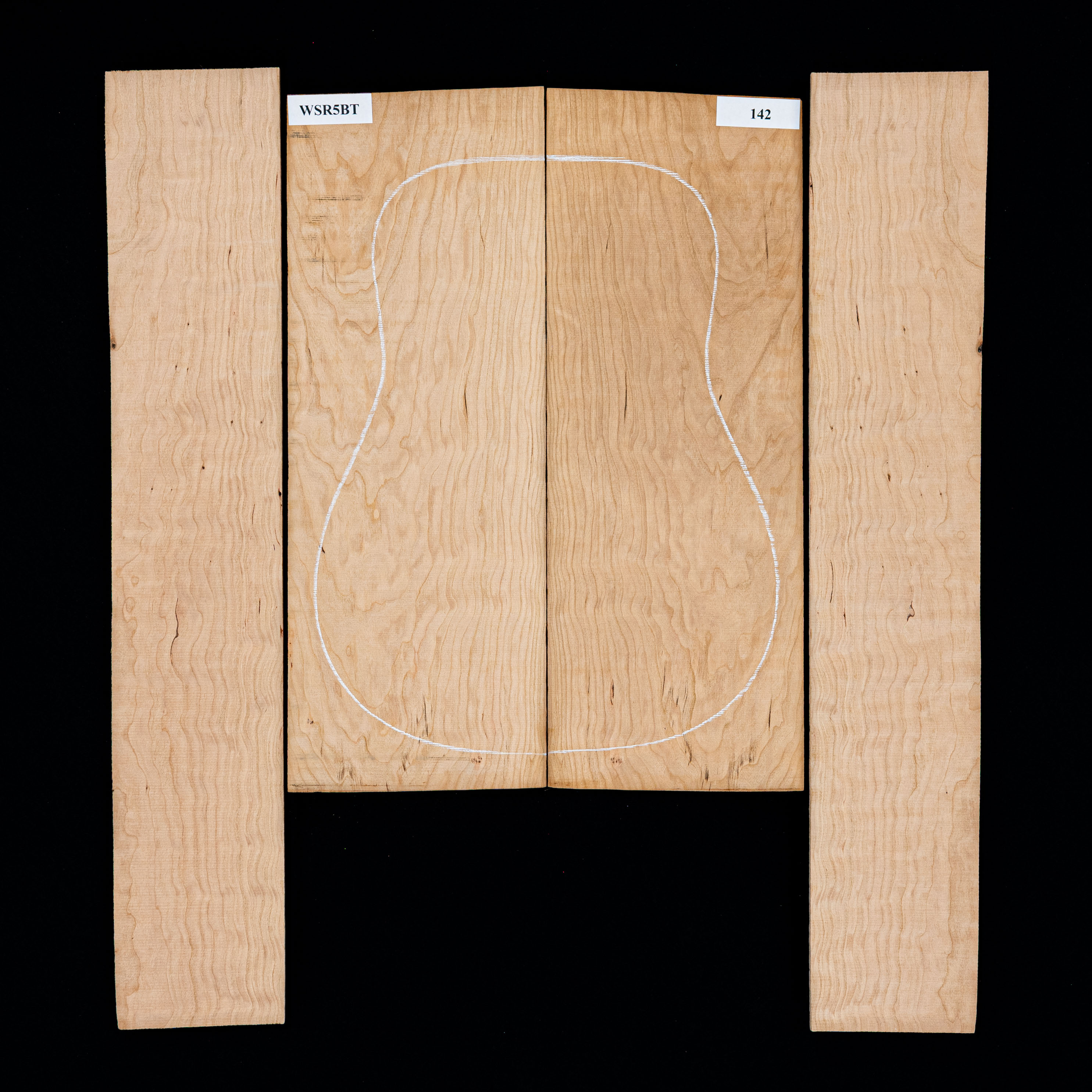 Conjunto de fondo y aros de cerezo americano flameado - 142 Conjunto de fondo y aros de cerezo americano flameado - 142