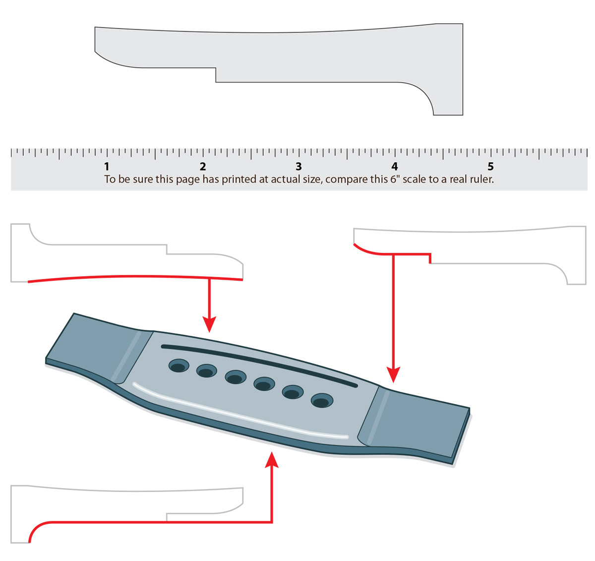 Indicador de moldeado del puente de guitarra Martin