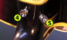 Posiciones de los botones de la correa en la guitarra mástil 