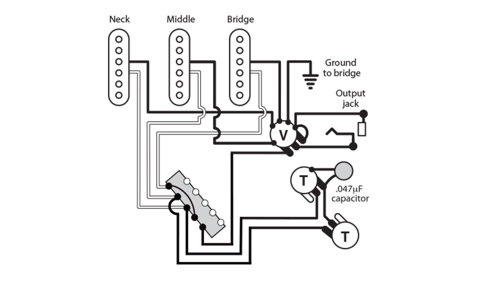 Interruptor de palanca Grigsby de roble de 6-Way