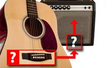 Foto: guitarra acústica y amplificador