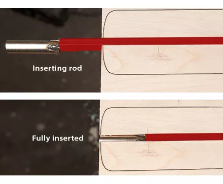 Deslizando la alma en el extremo del canal.