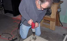 Perforación de un bloque de hormigón